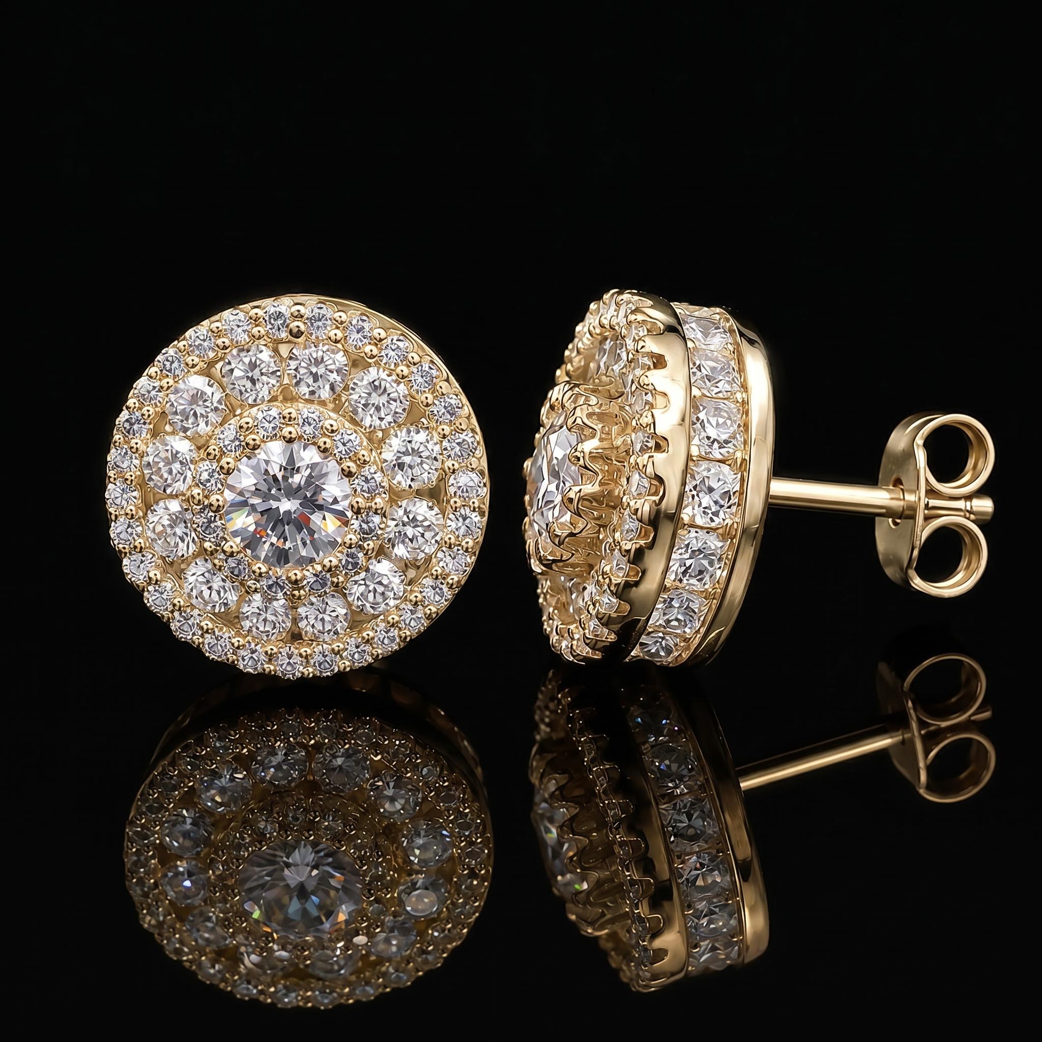 925 Silver & VVS1 Moissanite Round Halo Stud Earrings