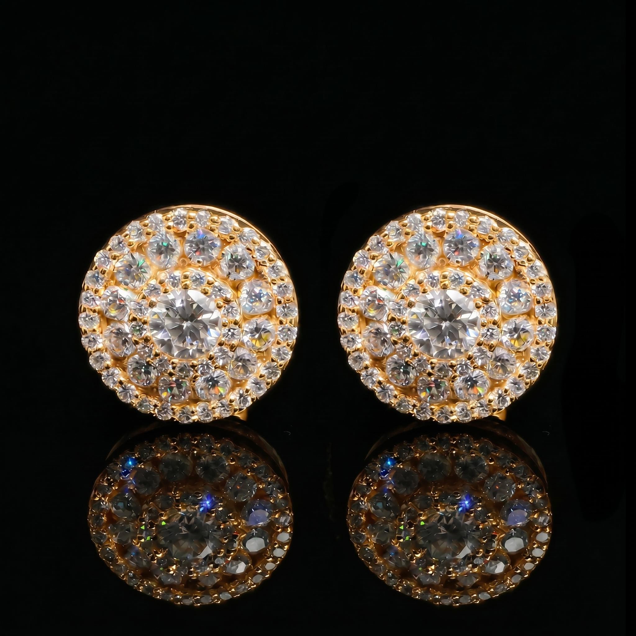 925 Silver & VVS1 Moissanite Round Halo Stud Earrings