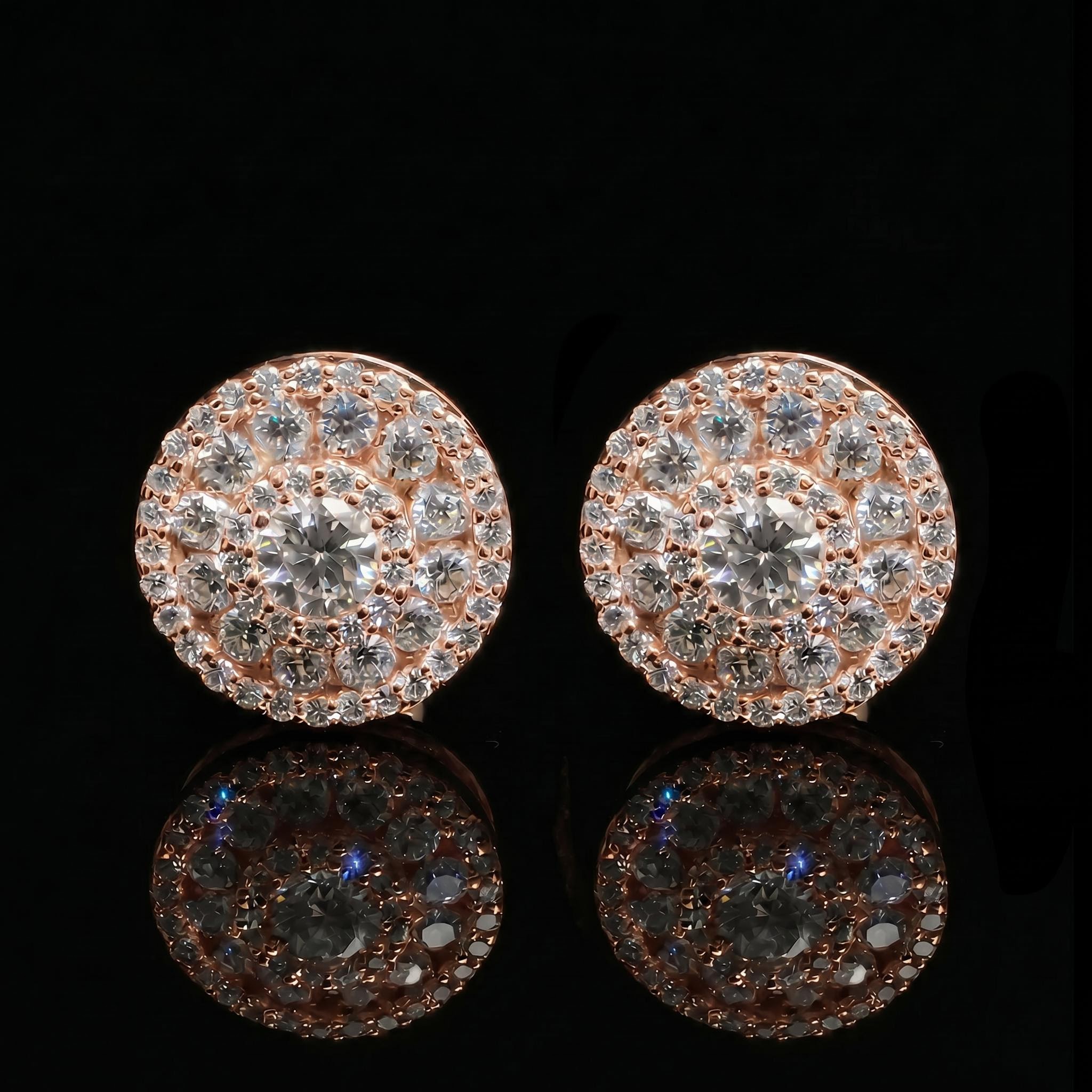 925 Silver & VVS1 Moissanite Round Halo Stud Earrings