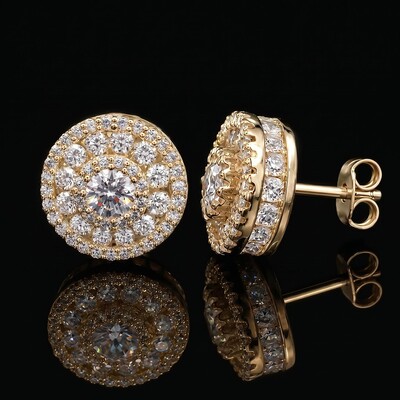 925 Silver & VVS1 Moissanite Round Halo Stud Earrings