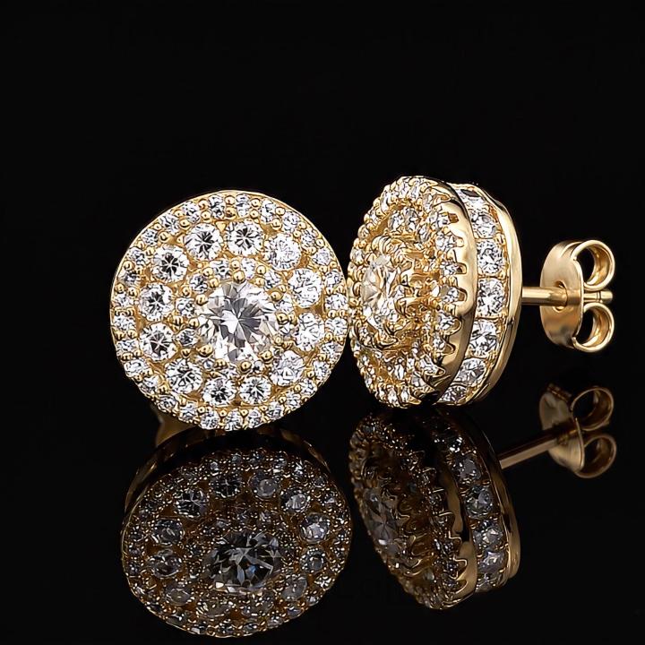 925 Silver & VVS1 Moissanite Round Halo Stud Earrings