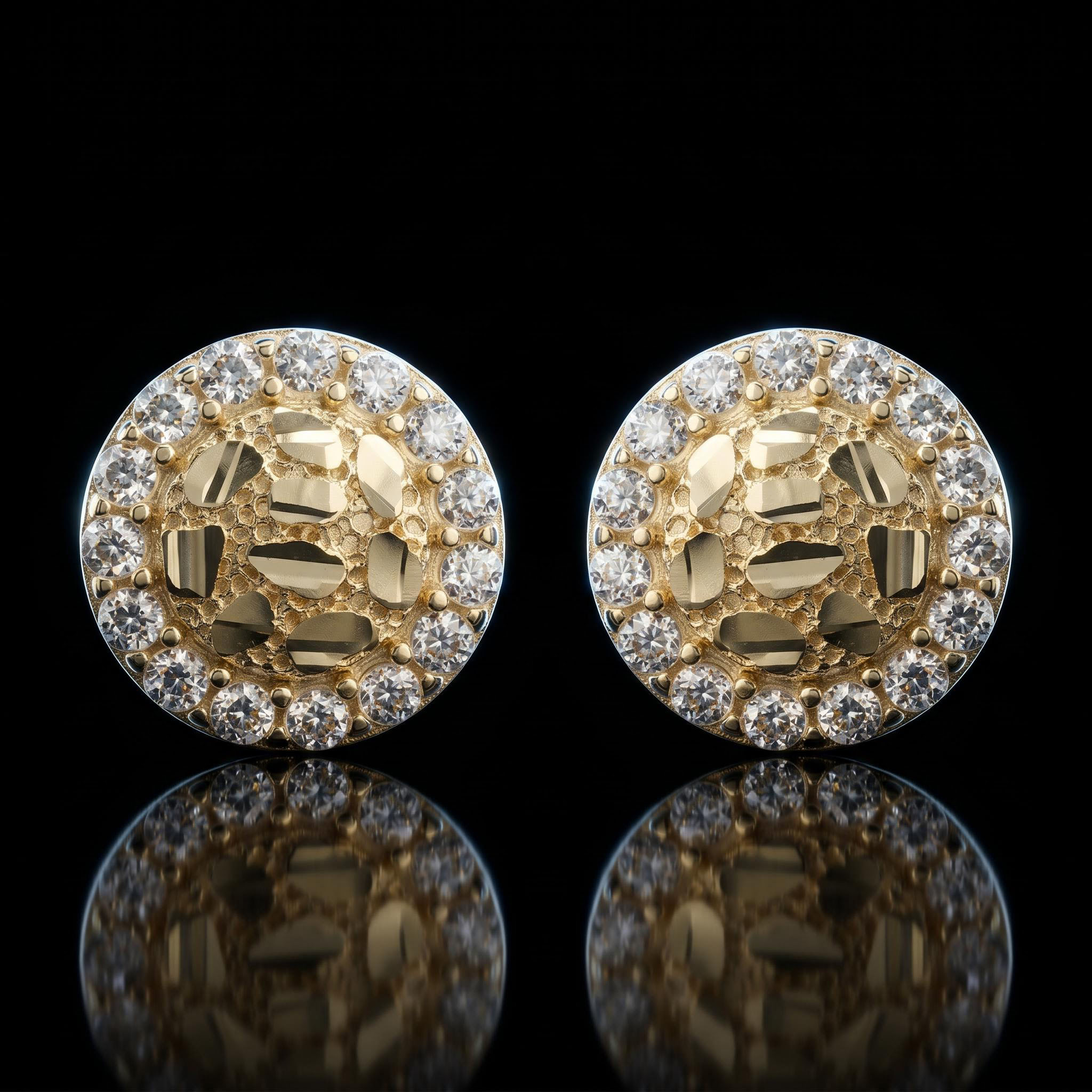 925 Silver & VVS1 Moissanite Nugget Stud Earrings