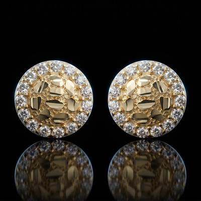 925 Silver & VVS1 Moissanite Nugget Stud Earrings