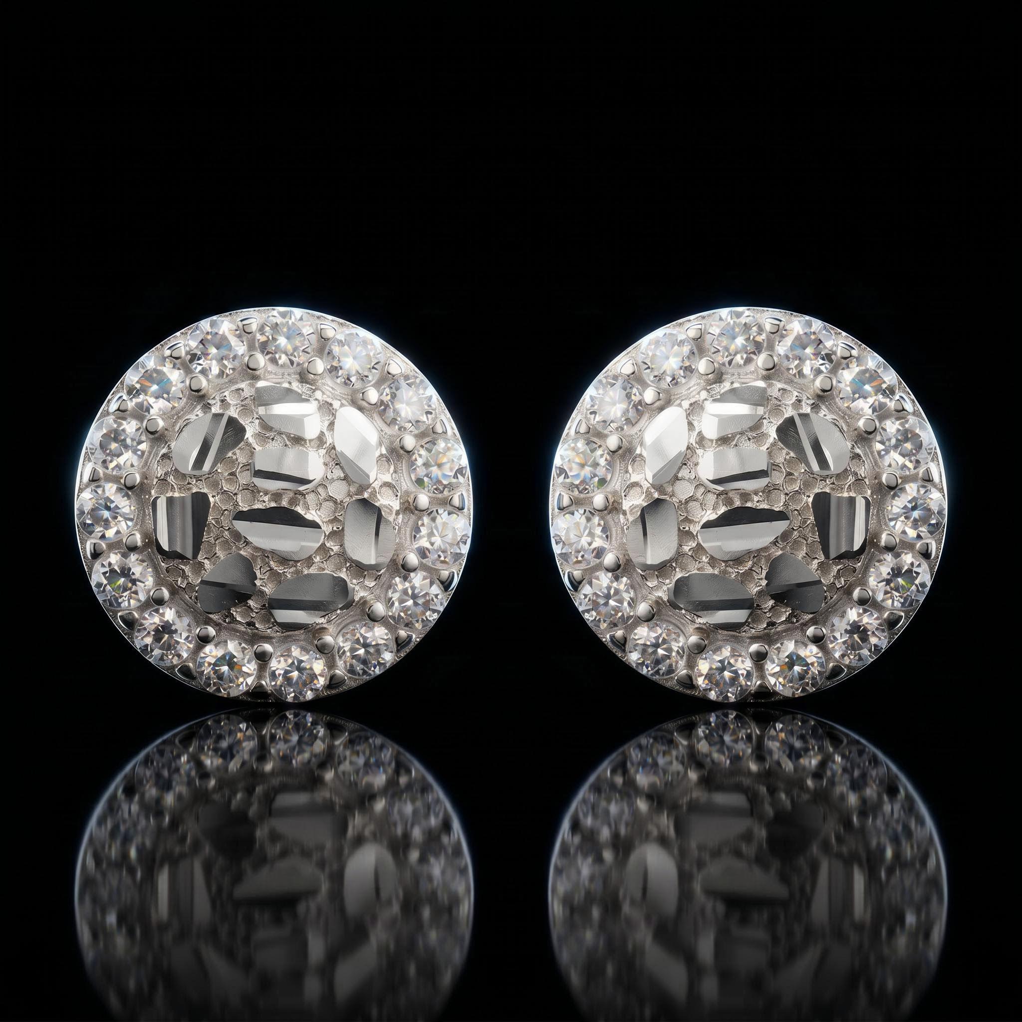 925 Silver & VVS1 Moissanite Nugget Stud Earrings