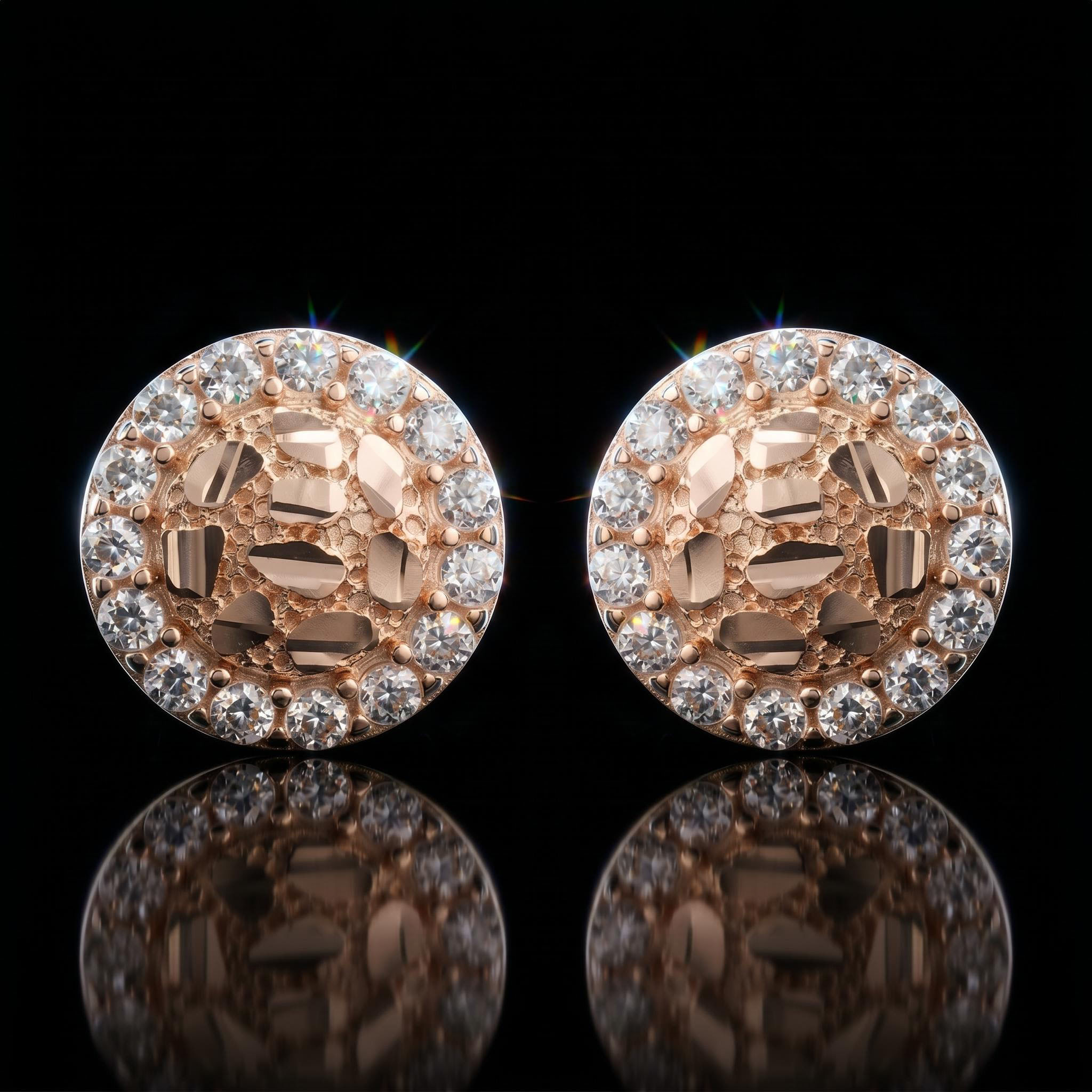 925 Silver & VVS1 Moissanite Nugget Stud Earrings