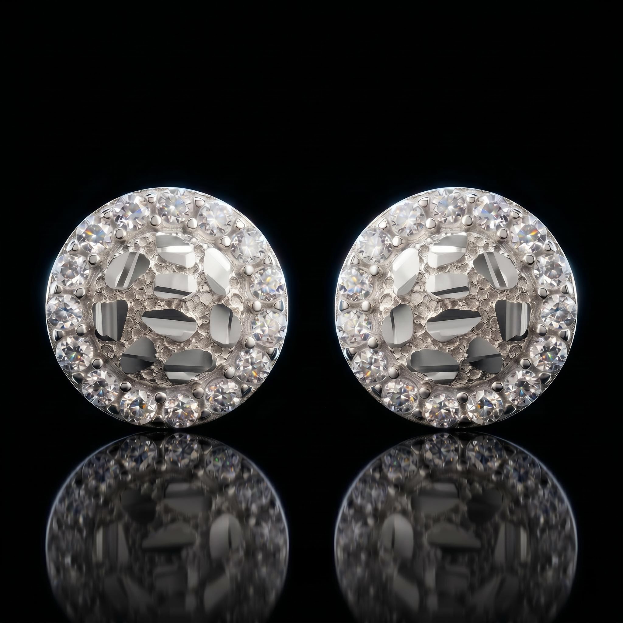 925 Silver & VVS1 Moissanite Nugget Stud Earrings 925 Silver & VVS1 Moissanite Nugget Stud Earrings