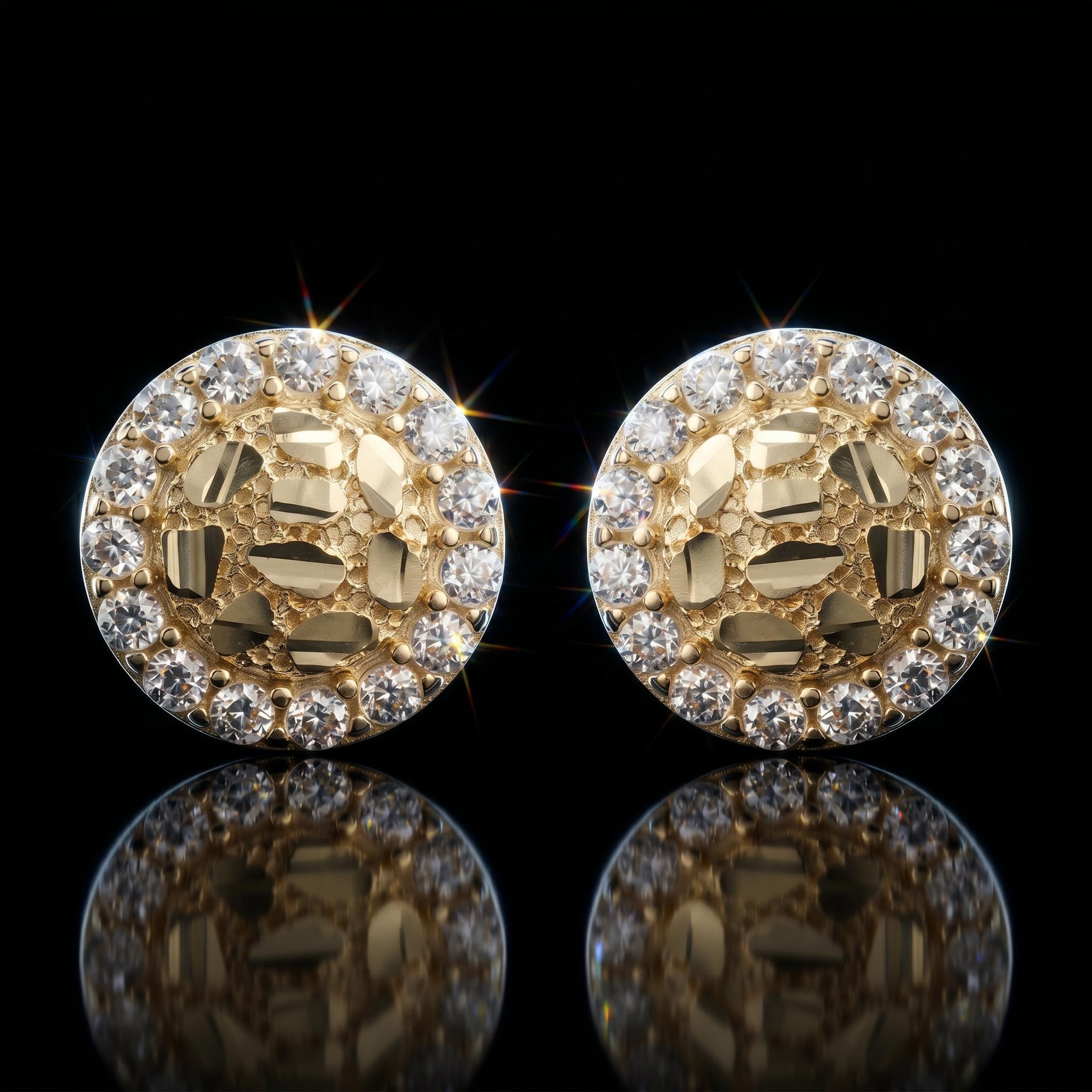 925 Silver & VVS1 Moissanite Nugget Stud Earrings 925 Silver & VVS1 Moissanite Nugget Stud Earrings