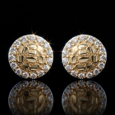 925 Silver & VVS1 Moissanite Nugget Stud Earrings