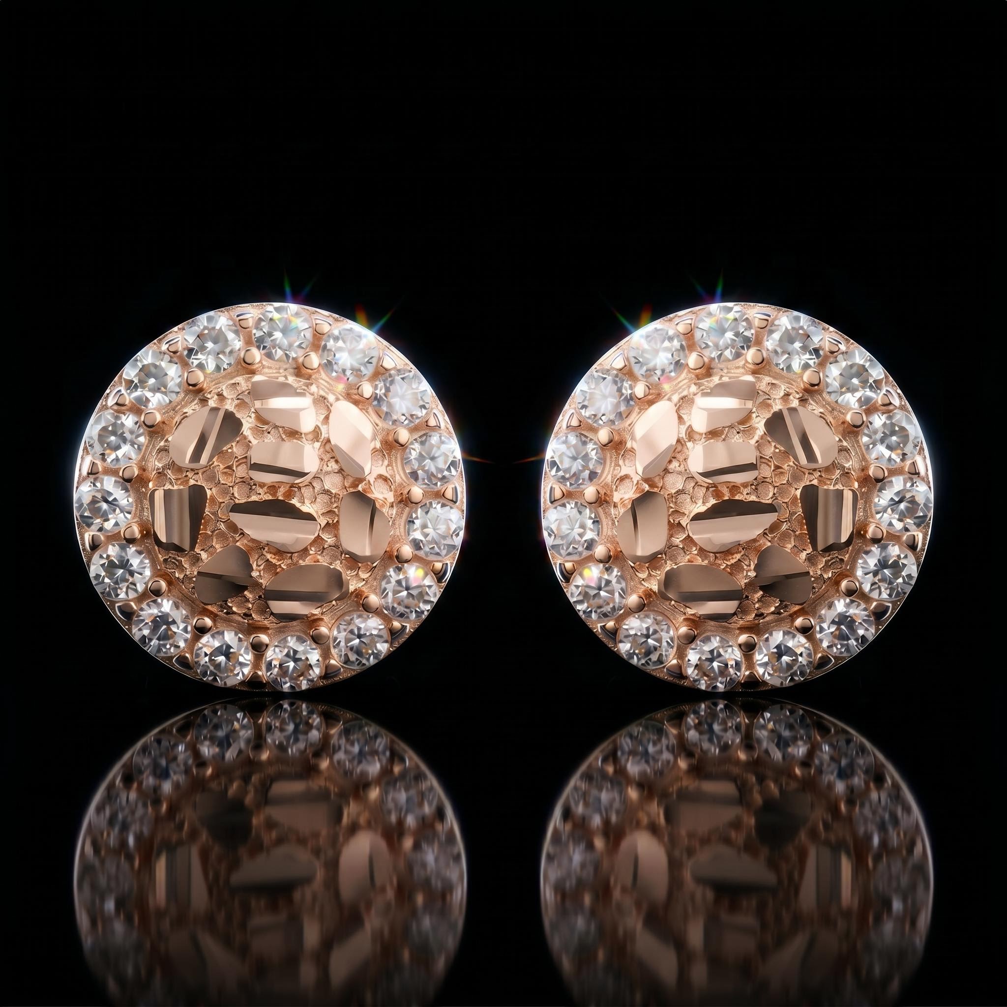 925 Silver & VVS1 Moissanite Nugget Stud Earrings 925 Silver & VVS1 Moissanite Nugget Stud Earrings