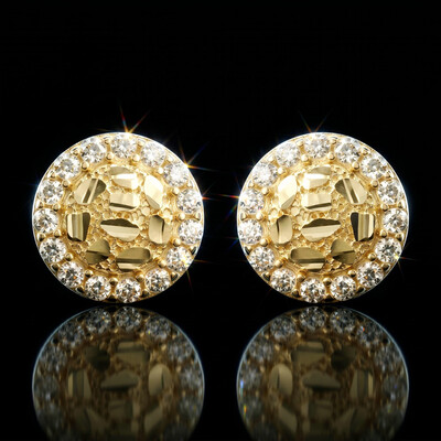925 Silver & VVS1 Moissanite Nugget Stud Earrings