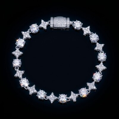 925 Silver & VVS1 Moissanite Star Tennis Bracelet