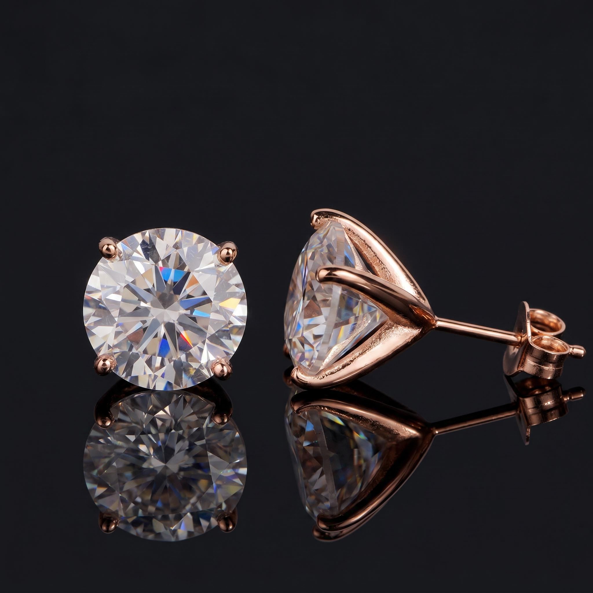 925 Silver & VVS1 Moissanite Setting Round Cut Earrings