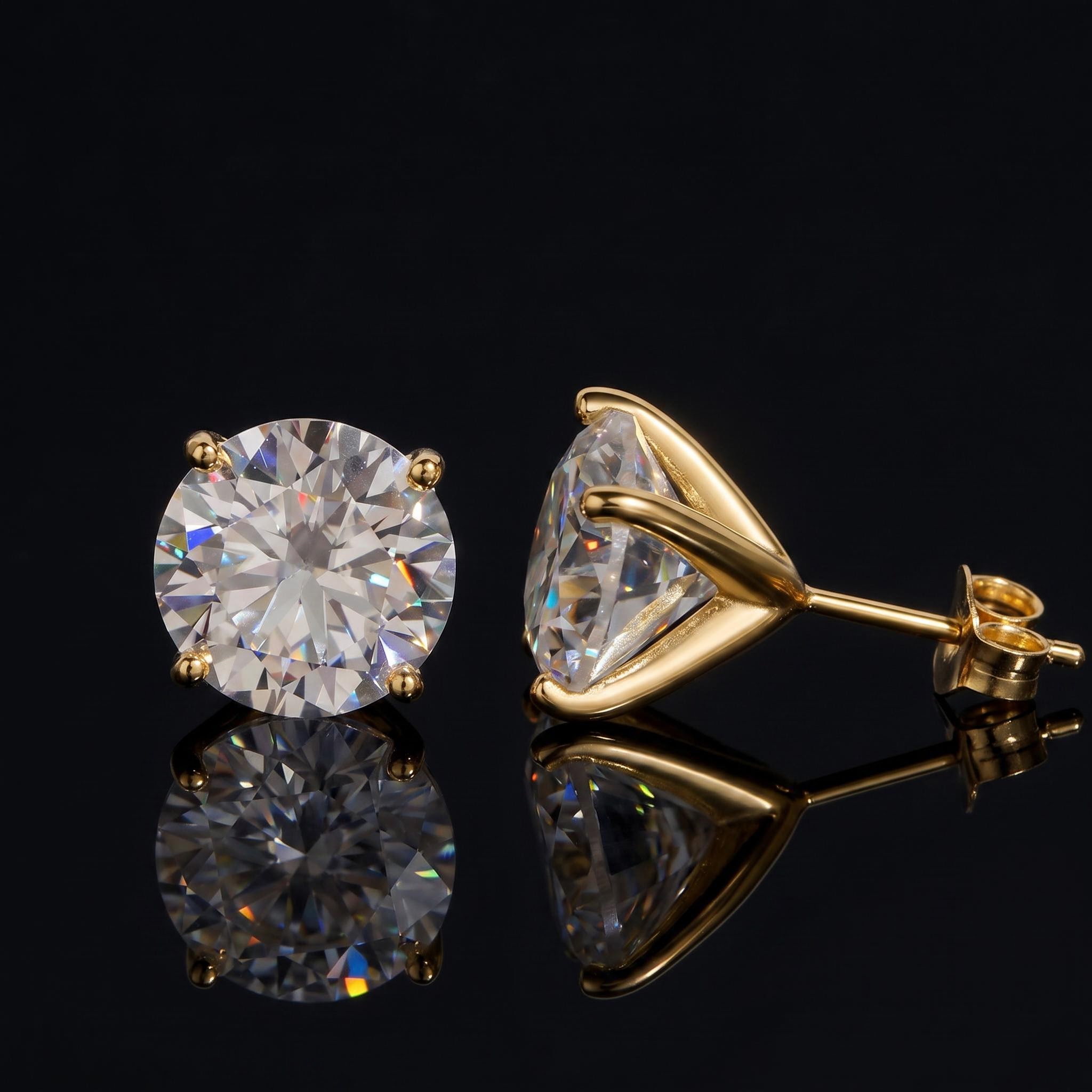 925 Silver & VVS1 Moissanite Setting Round Cut Earrings