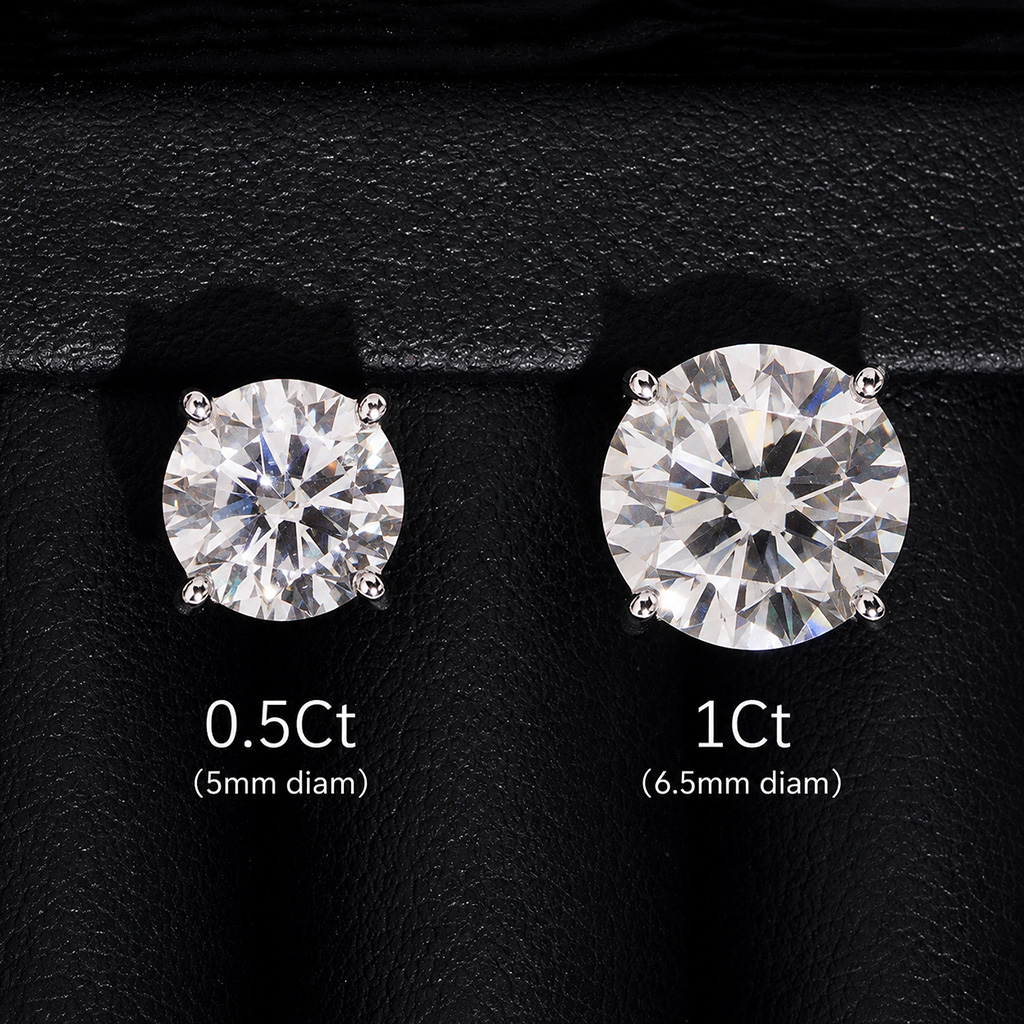 925 Silver & VVS1 Moissanite Setting Round Cut Earrings