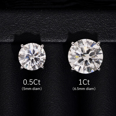 925 Silver & VVS1 Moissanite Setting Round Cut Earrings