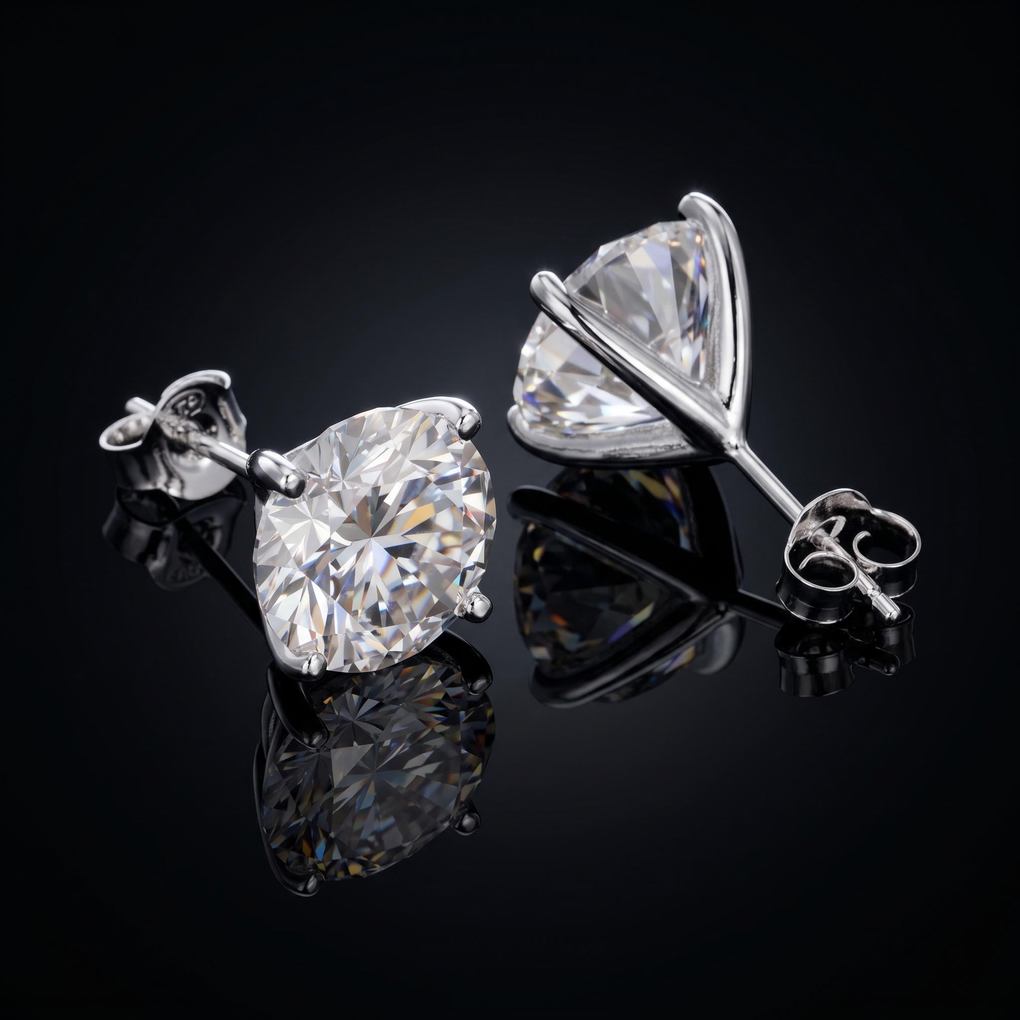 925 Silver & VVS1 Moissanite Setting Round Cut Earrings
