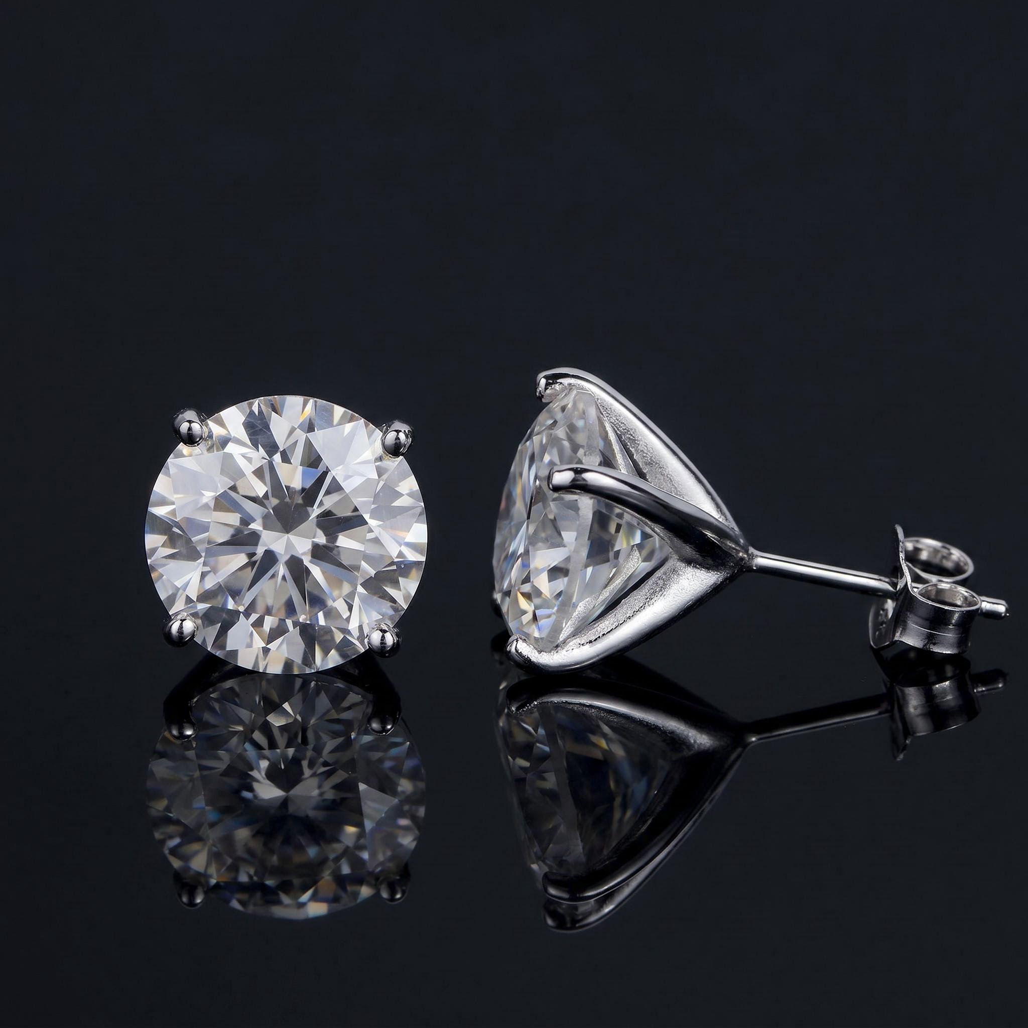 925 Silver & VVS1 Moissanite Setting Round Cut Earrings