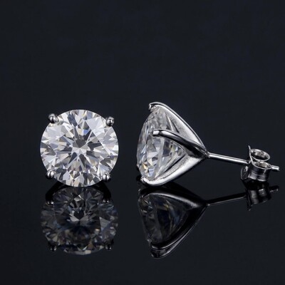 925 Silver & VVS1 Moissanite Setting Round Cut Earrings