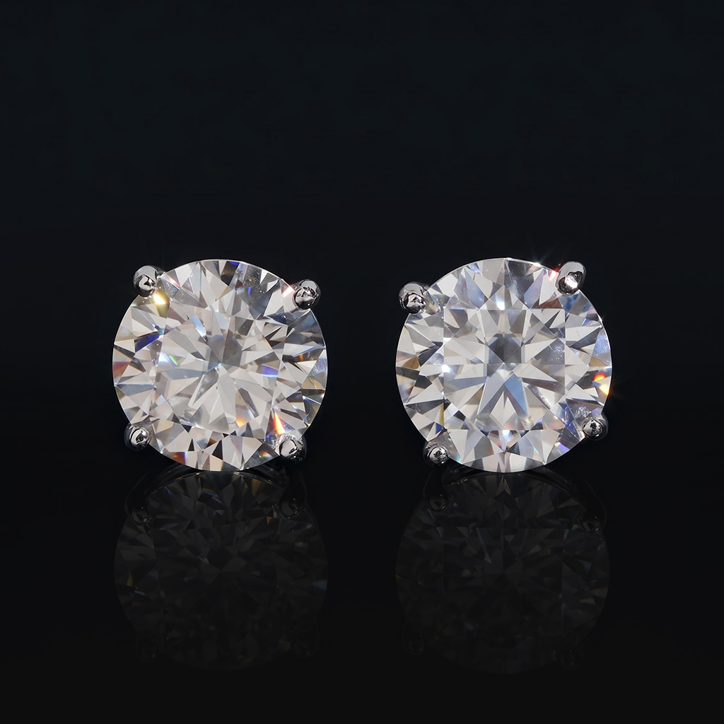 925 Silver & VVS1 Moissanite Setting Round Cut Earrings