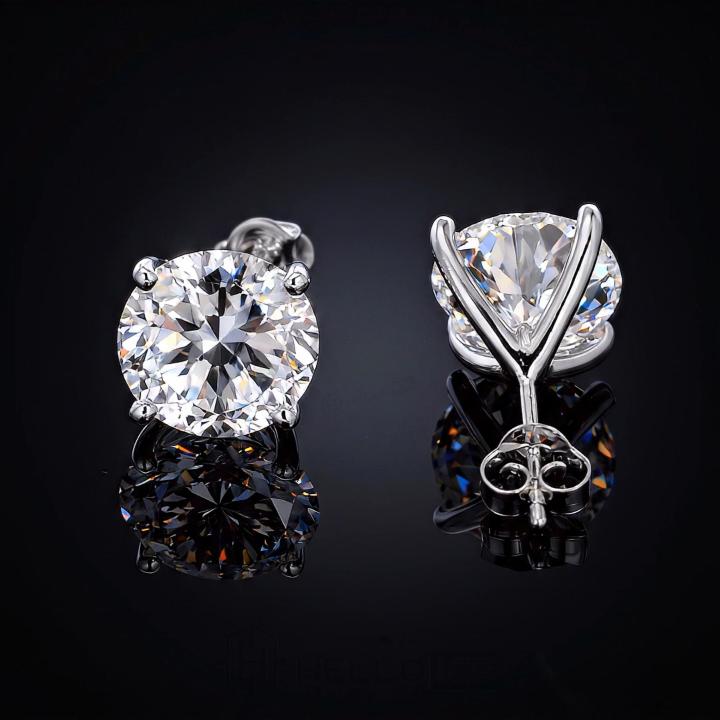 925 Silver & VVS1 Moissanite Martini Setting Round Cut Earrings