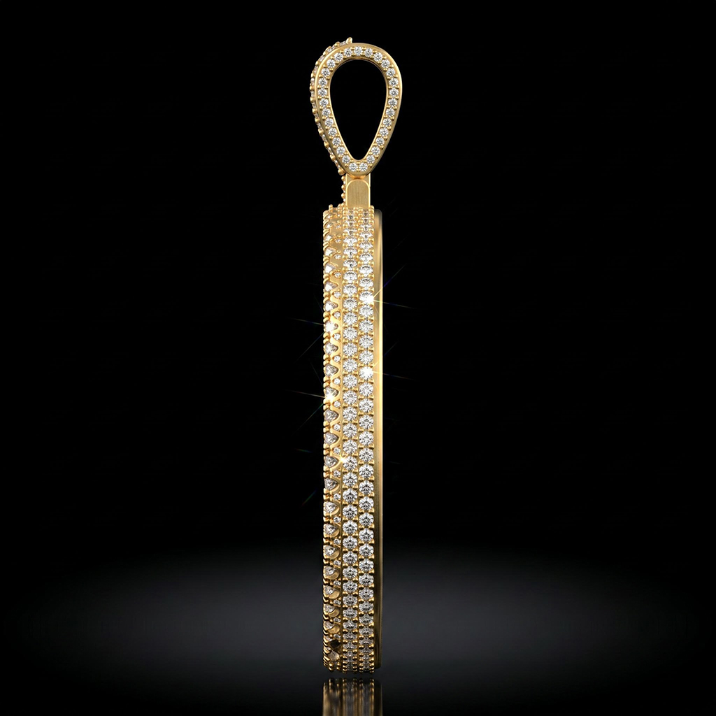 Iced Out 2.83" Double-Sided Custom Flip Oval Photo Pendant