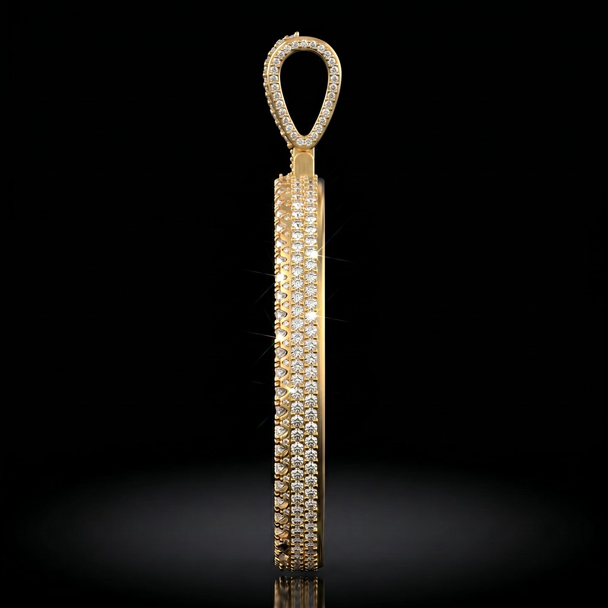 Iced Out 2.83" Double-Sided Custom Flip Oval Photo Pendant