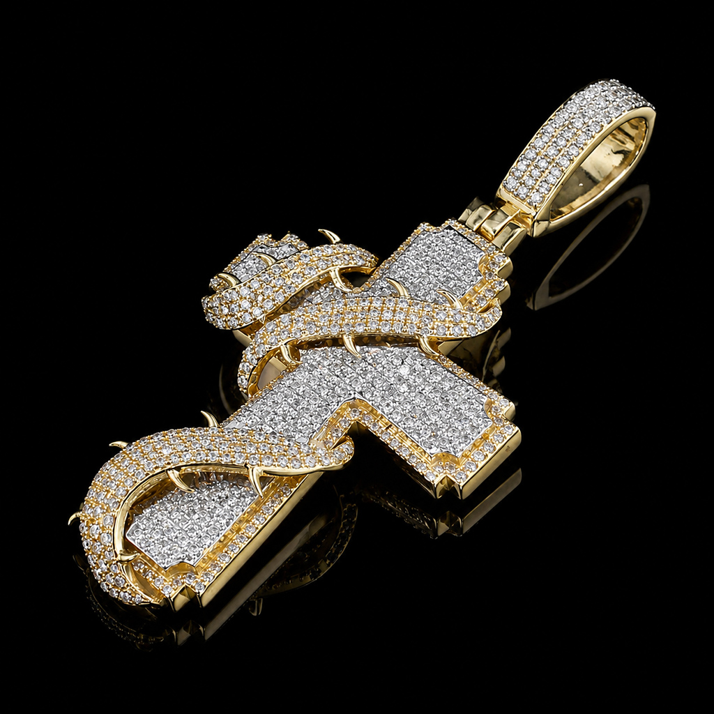 Iced Out Thorned Cross Pendant Iced Out Thorned Cross Pendant