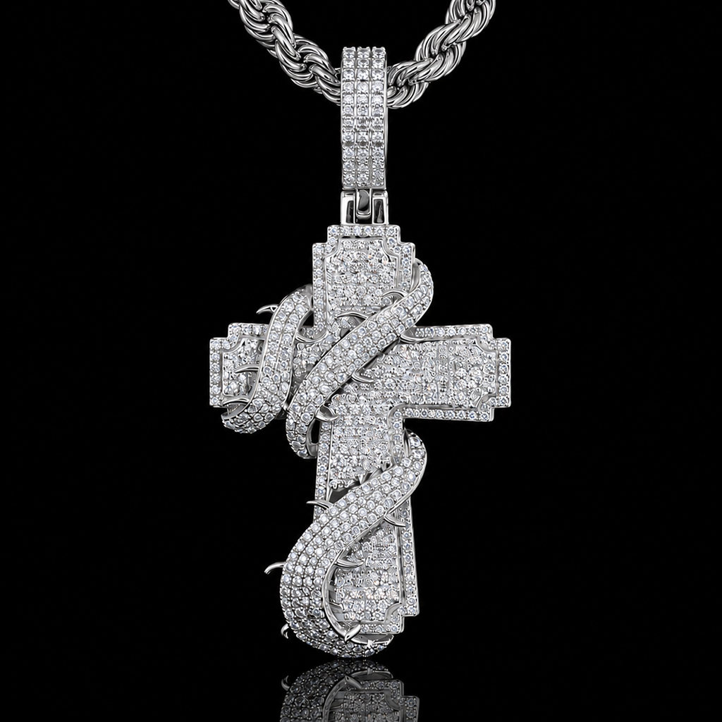 Iced Out Thorned Cross Pendant Iced Out Thorned Cross Pendant