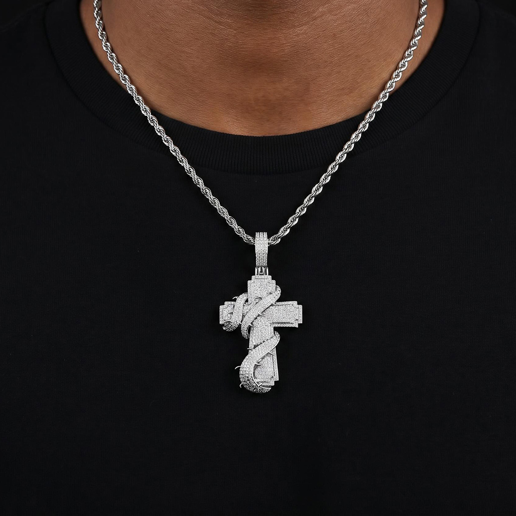 Iced Out Thorned Cross Pendant Iced Out Thorned Cross Pendant
