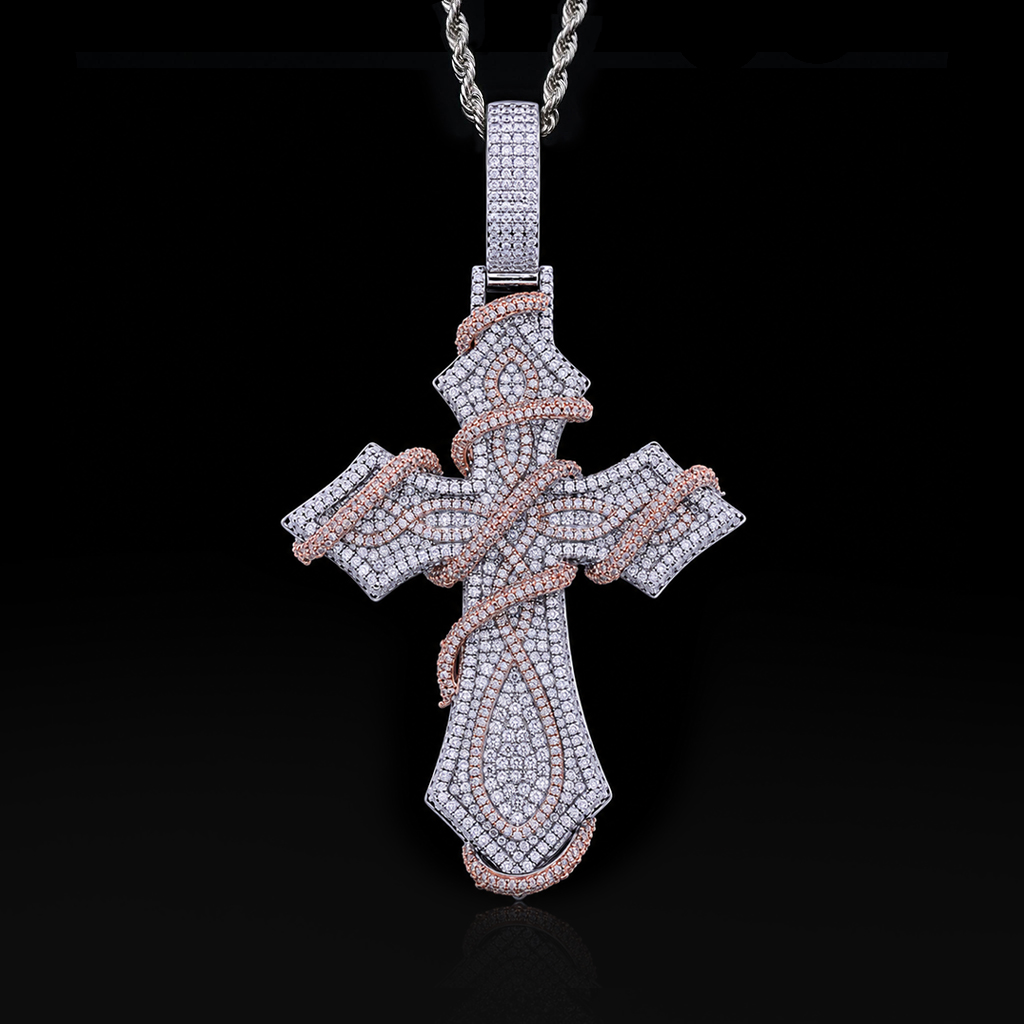 Iced Out Two-tone Thorn Cross Pendant Iced Out Two-tone Thorn Cross Pendant