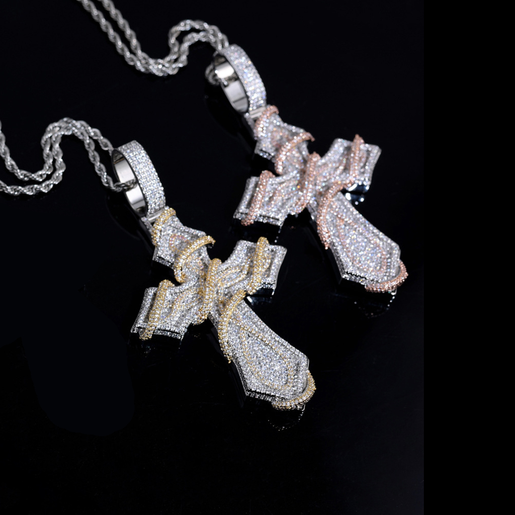 Iced Out Two-tone Thorn Cross Pendant Iced Out Two-tone Thorn Cross Pendant