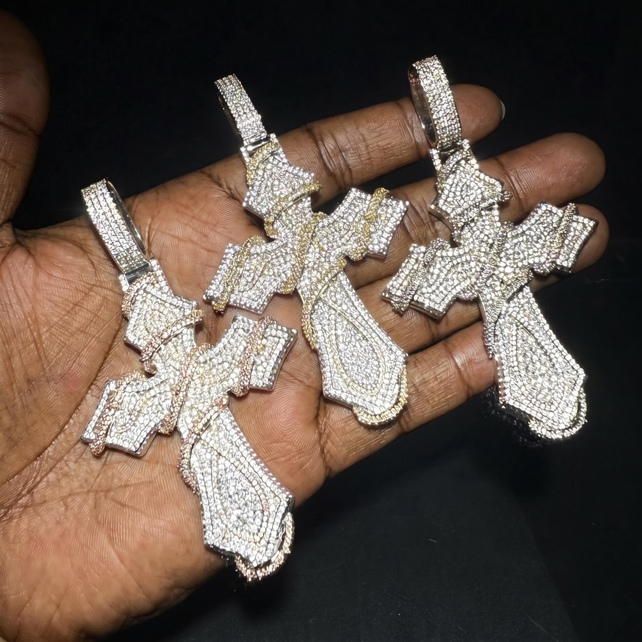 Iced Out Two-tone Thorn Cross Pendant Iced Out Two-tone Thorn Cross Pendant