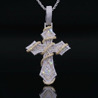 Iced Out Two-tone Thorn Cross Pendant