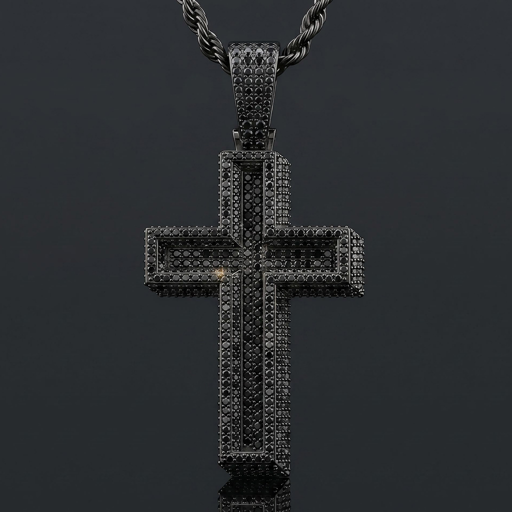 Iced Out Black Mosaic Cross Pendant Iced Out Black Mosaic Cross Pendant