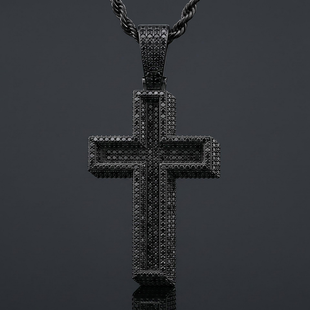 Iced Out Black Mosaic Cross Pendant Iced Out Black Mosaic Cross Pendant