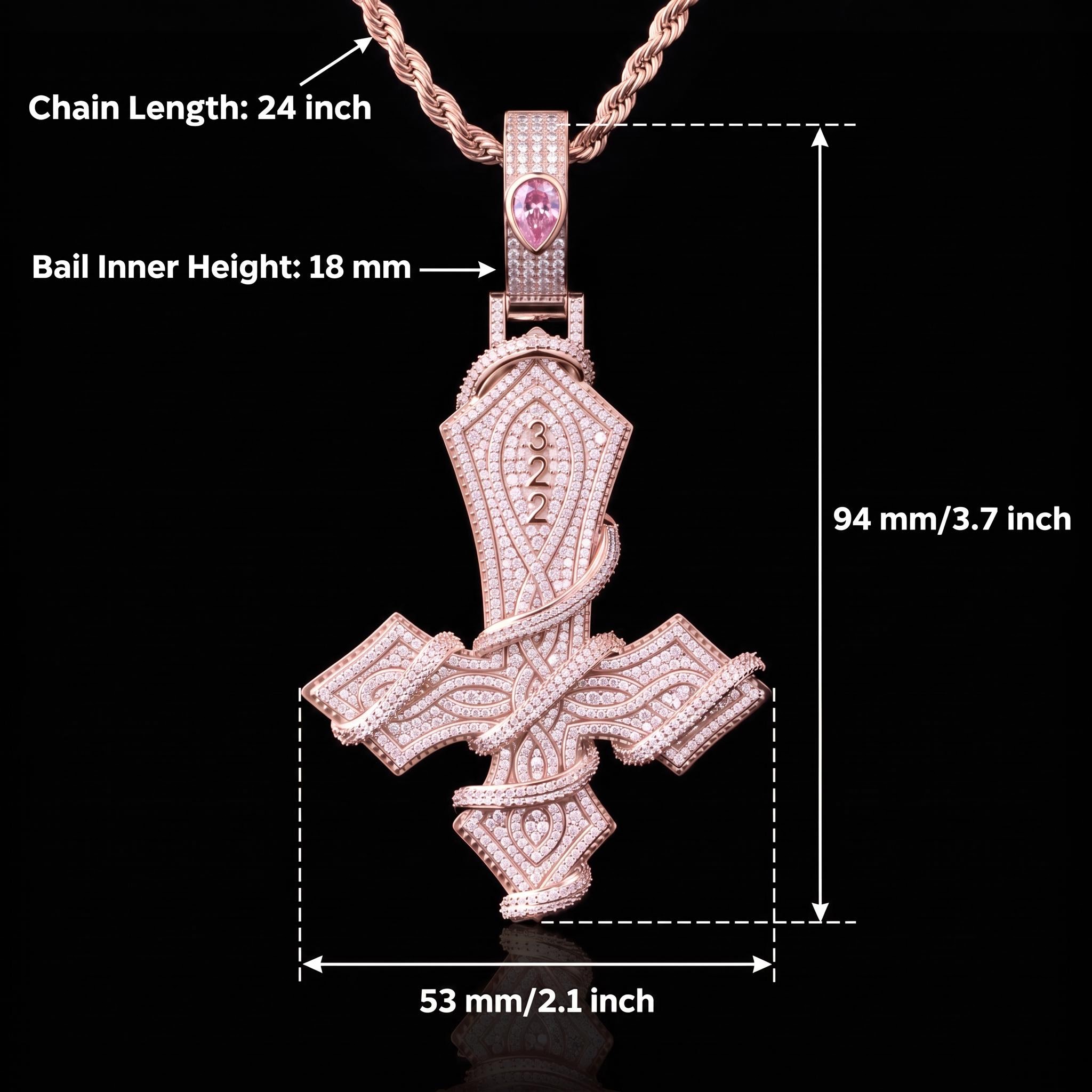 Iced Out Upside Down Custom Name Thorned Cross Pendant
