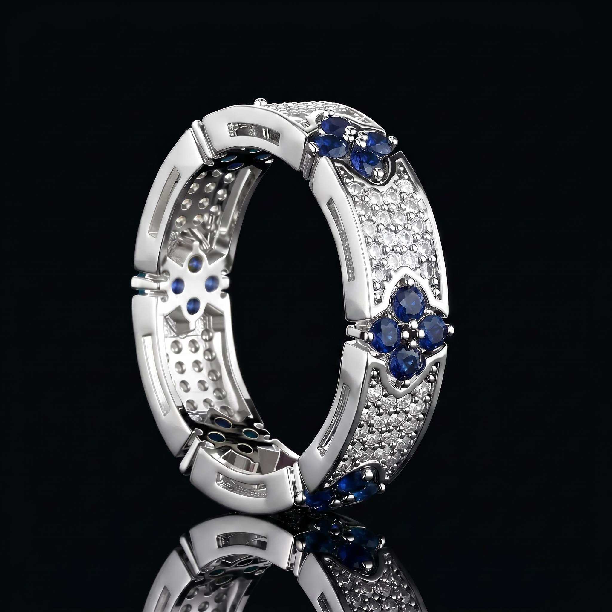 Iced Out Four Leaf Clover Ring-Sapphire/Emerald/Multi-color