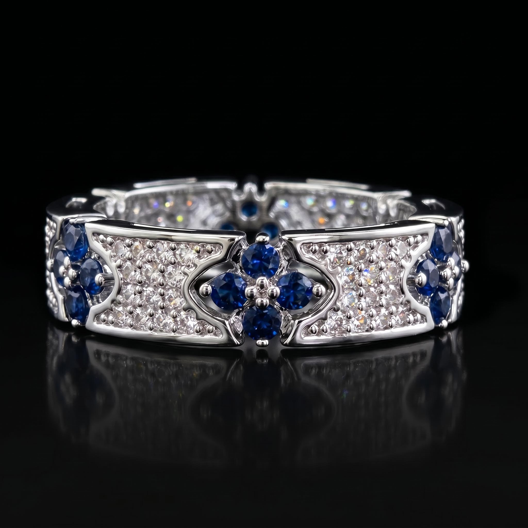 Iced Out Four Leaf Clover Ring-Sapphire/Emerald/Multi-color Iced Out Four Leaf Clover Ring-Sapphire/Emerald/Multi-color