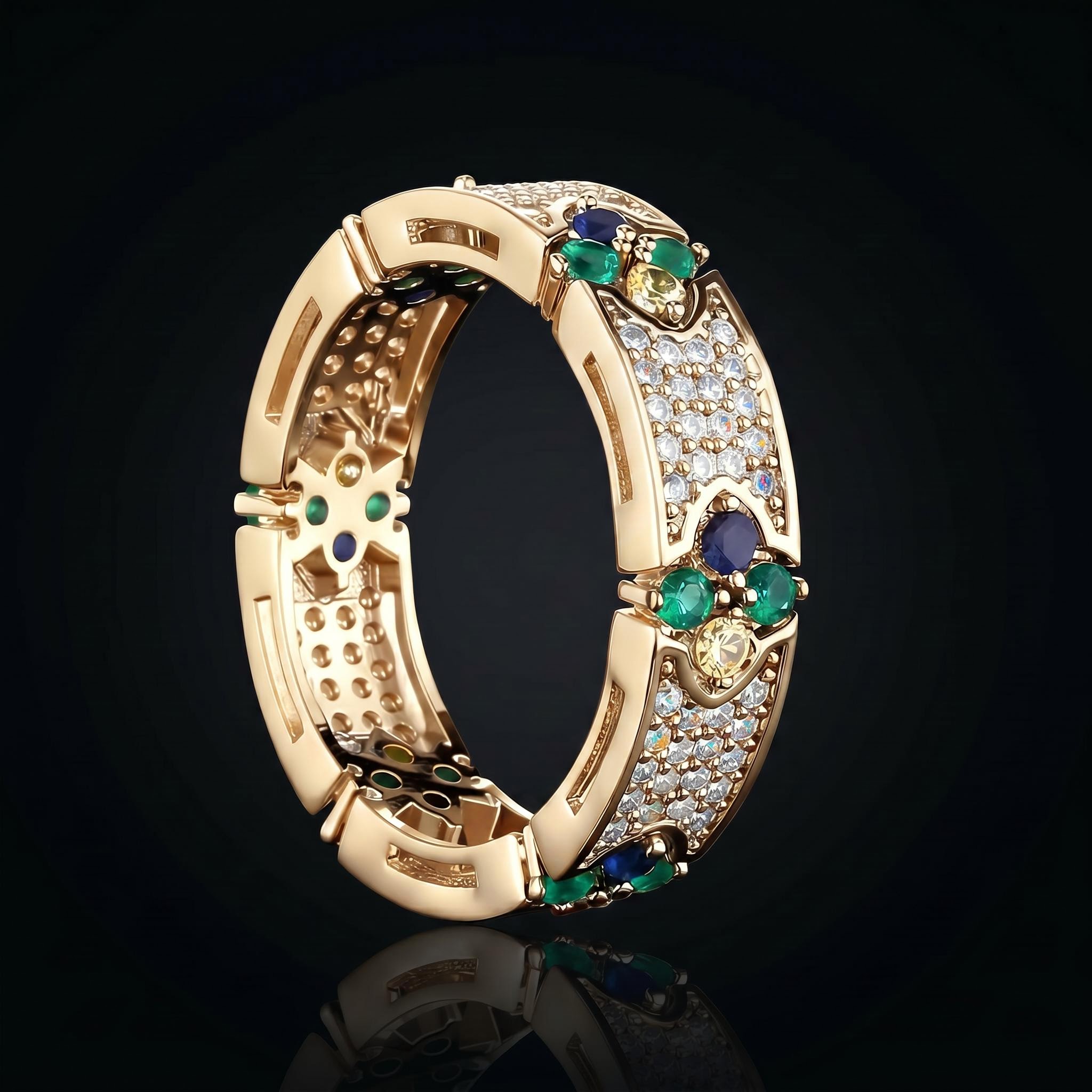Iced Out Four Leaf Clover Ring-Sapphire/Emerald/Multi-color Iced Out Four Leaf Clover Ring-Sapphire/Emerald/Multi-color