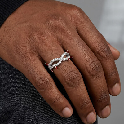Iced Out Thorn Red Enamel Ring