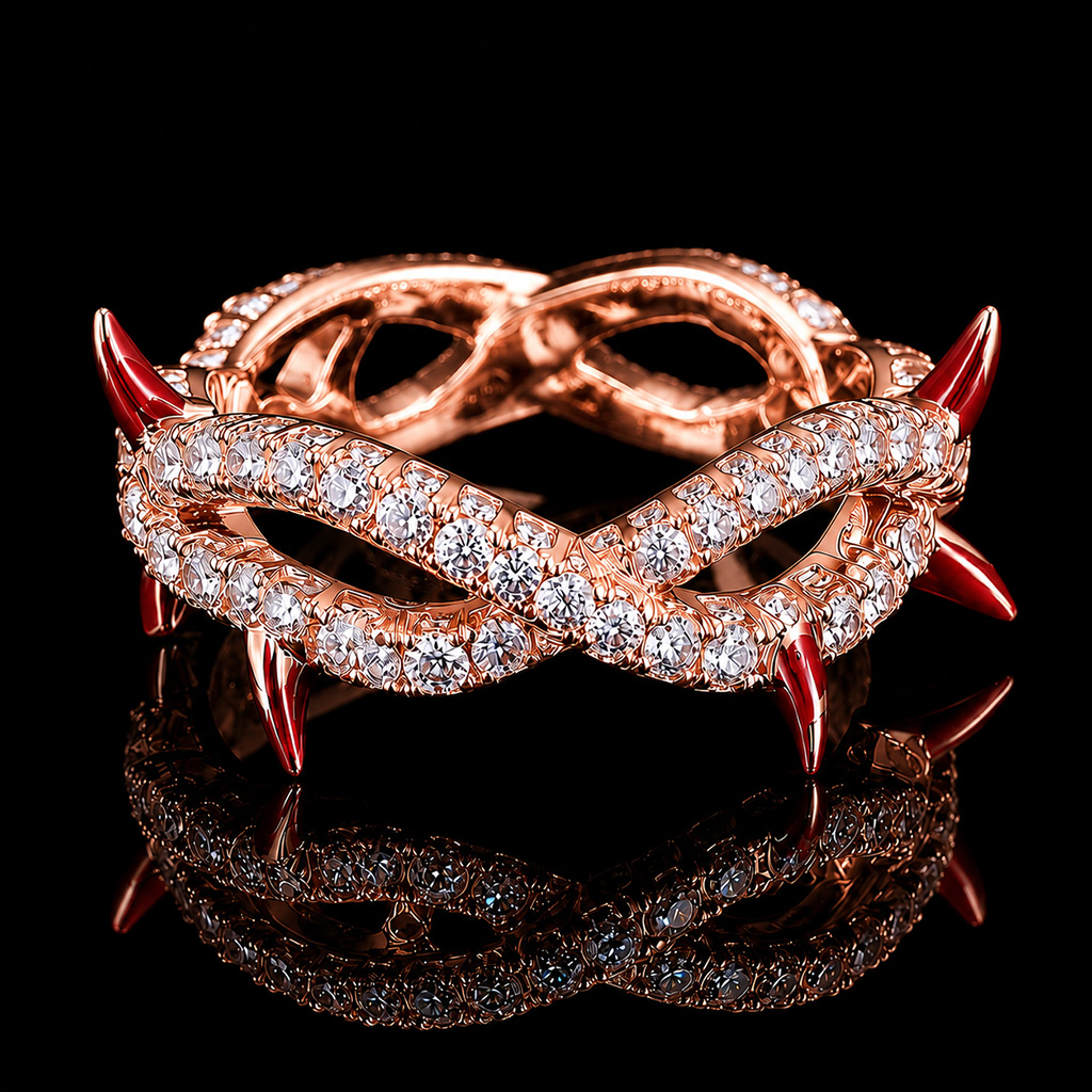 Iced Out Thorn Red Enamel Ring Iced Out Thorn Red Enamel Ring