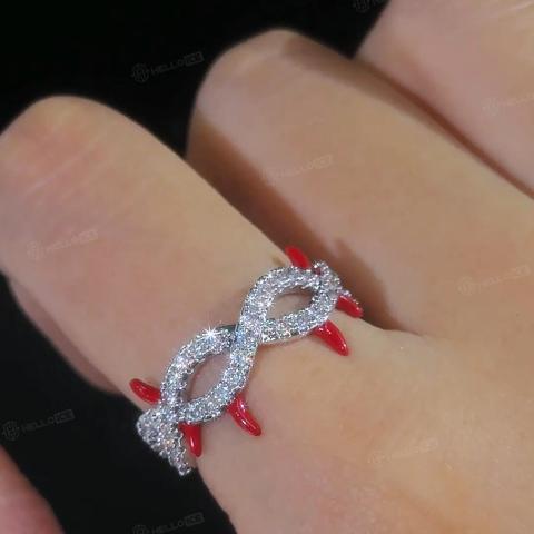 Iced Out Thorn Red Enamel Ring