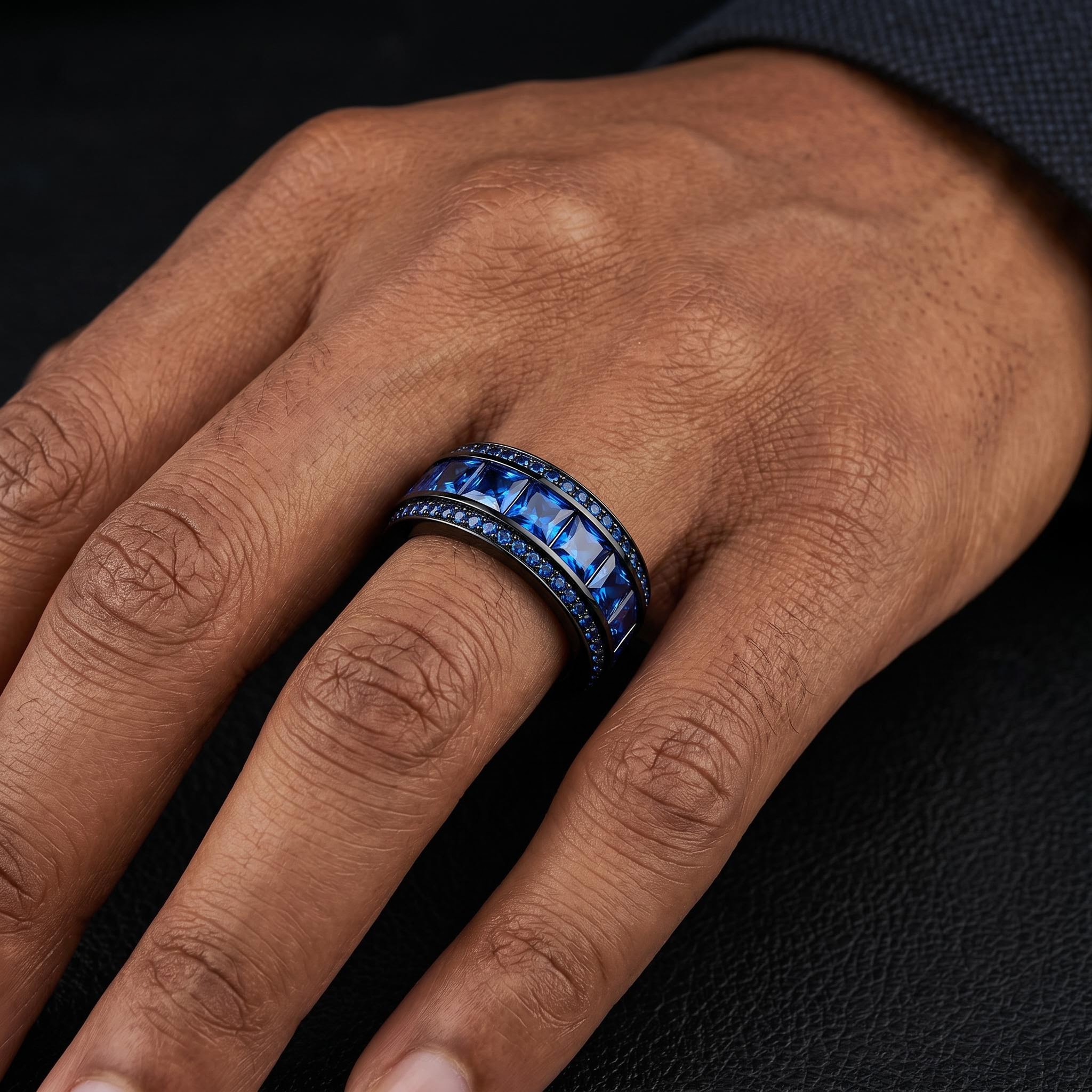 Iced Out Princess Cut Sapphire Eternity Ring Iced Out Princess Cut Sapphire Eternity Ring