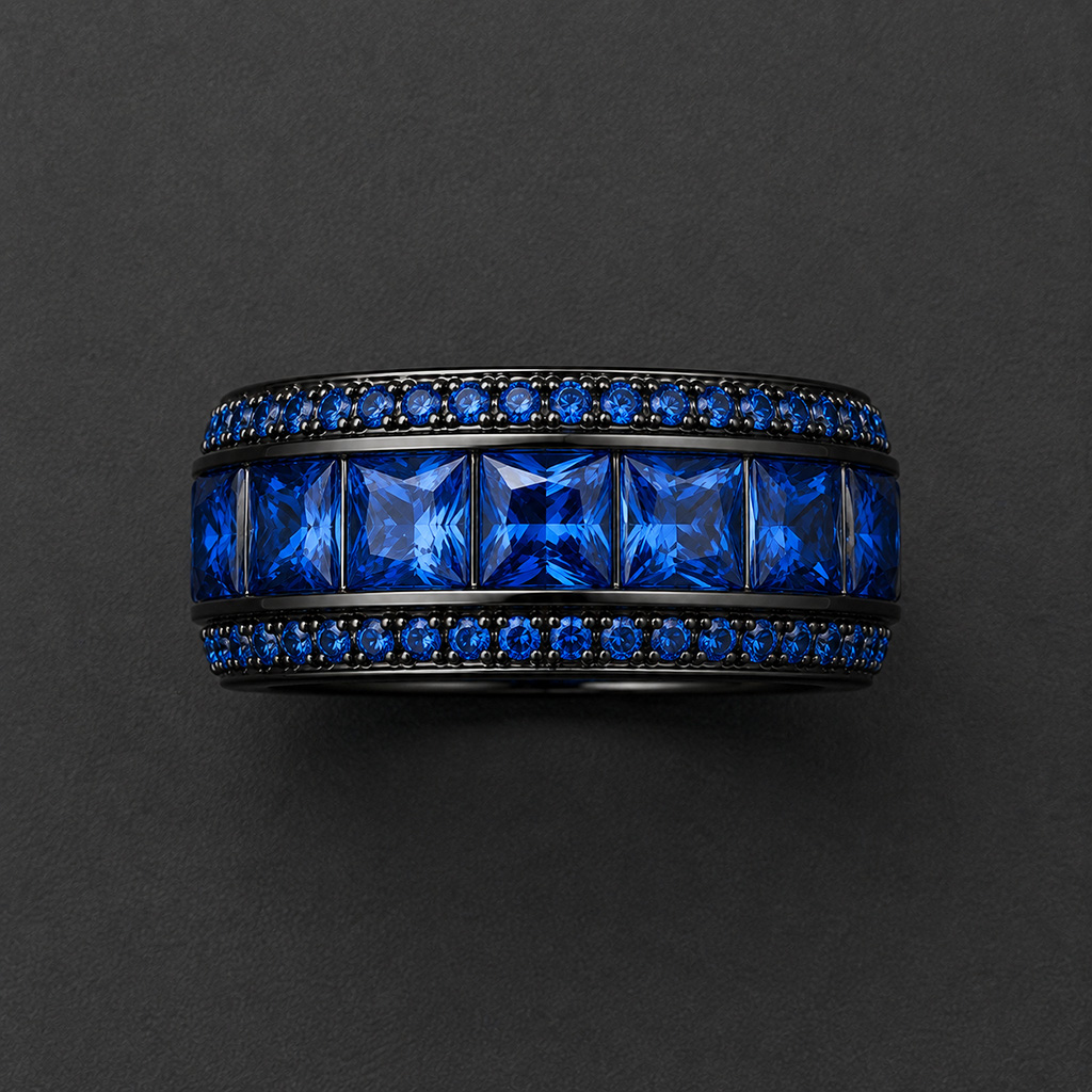 Iced Out Princess Cut Sapphire Eternity Ring Iced Out Princess Cut Sapphire Eternity Ring