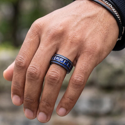 Iced Out Princess Cut Sapphire Eternity Ring