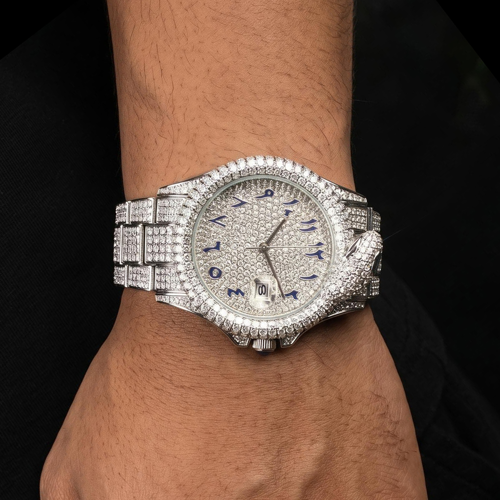 Iced Out Snake Dail Men's Watch in White Gold Iced Out Snake Dail Men's Watch in White Gold