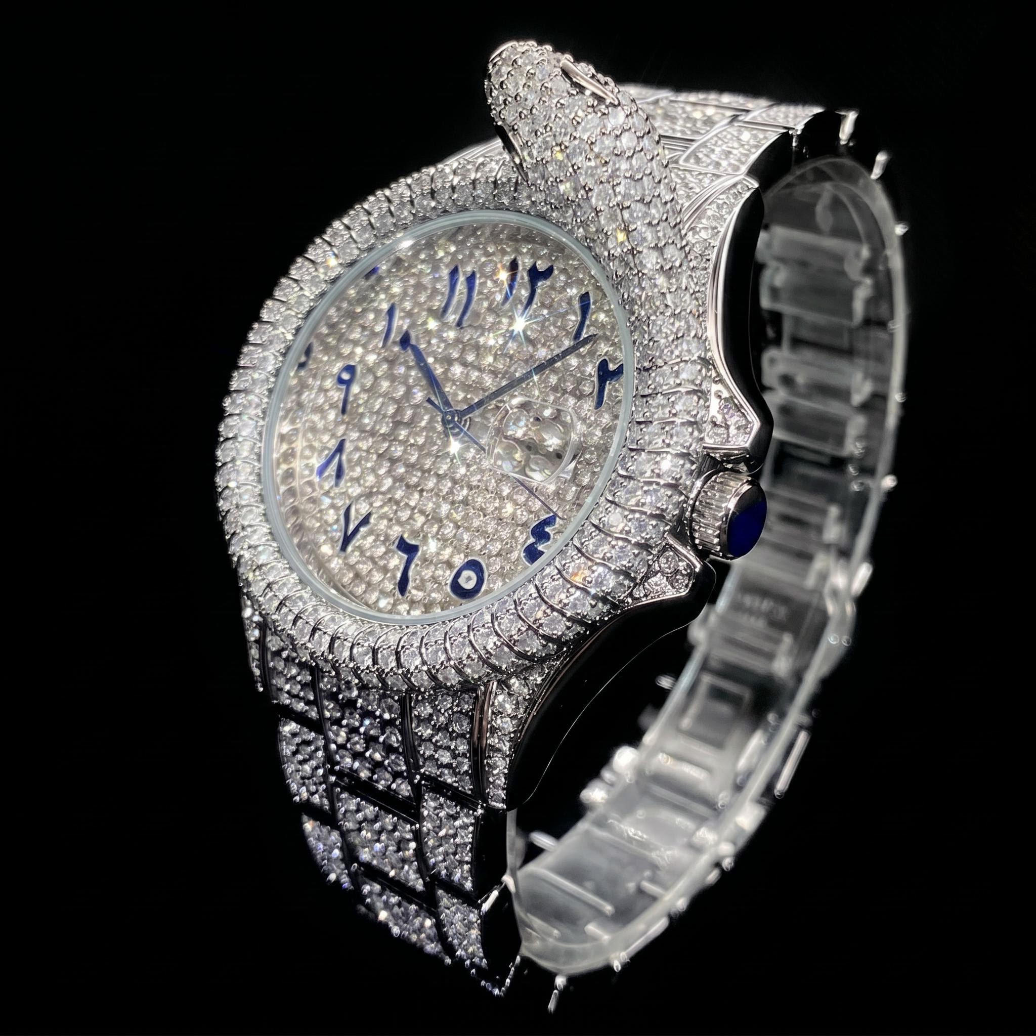 Iced Out Snake Dail Men's Watch in White Gold Iced Out Snake Dail Men's Watch in White Gold