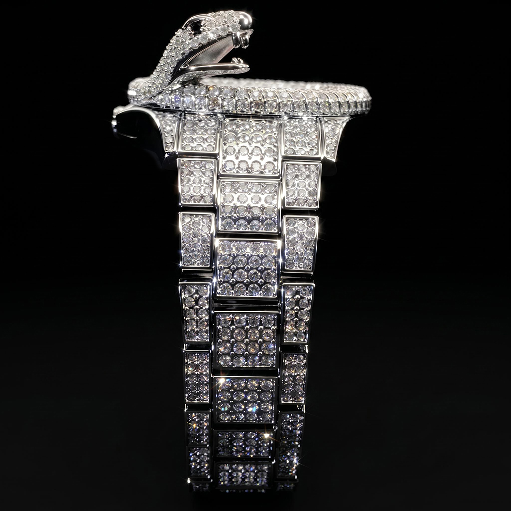 Iced Out Snake Dail Men's Watch in White Gold Iced Out Snake Dail Men's Watch in White Gold