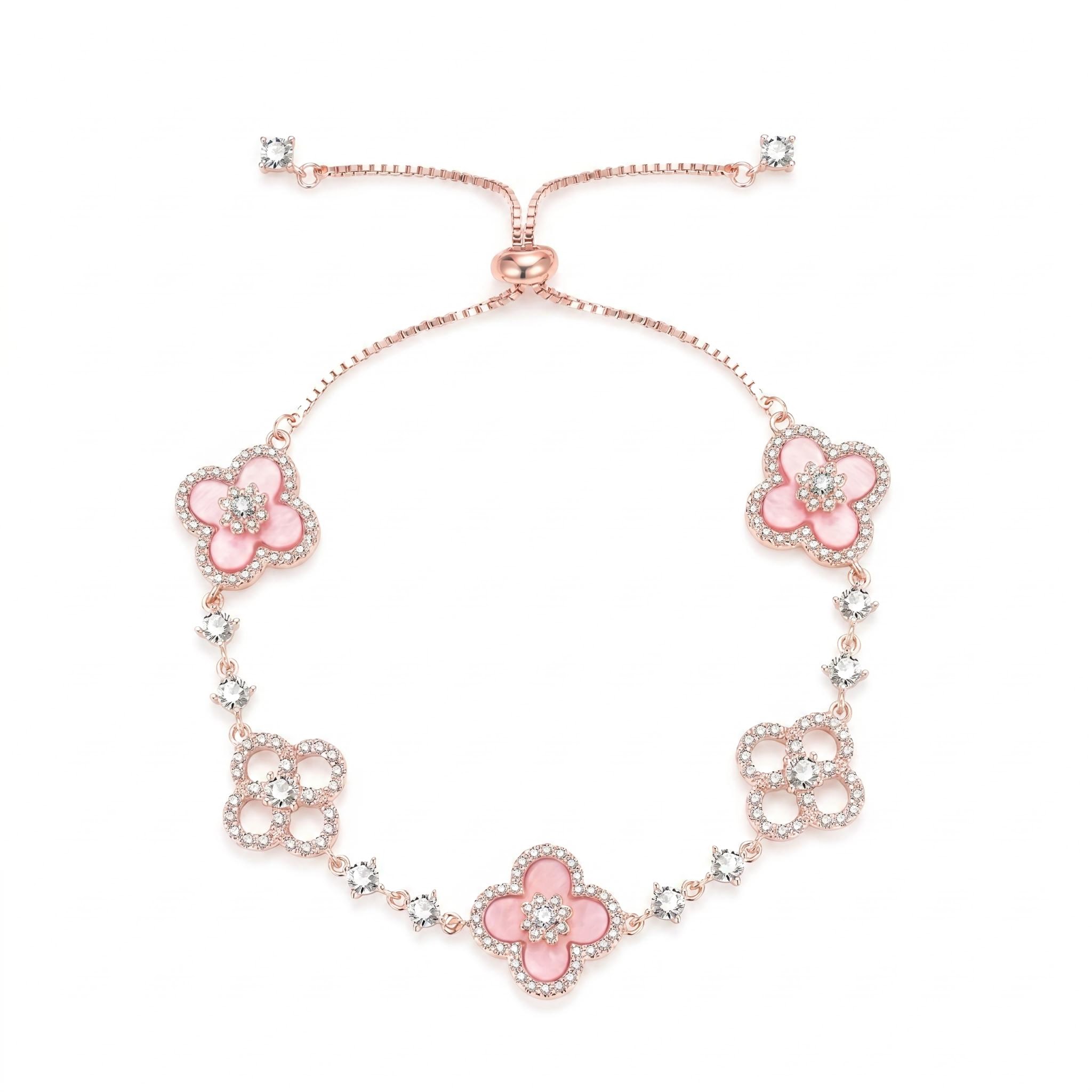Adjustable Pink Clover Bracelet in 18K Rose Gold Adjustable Pink Clover Bracelet in 18K Rose Gold