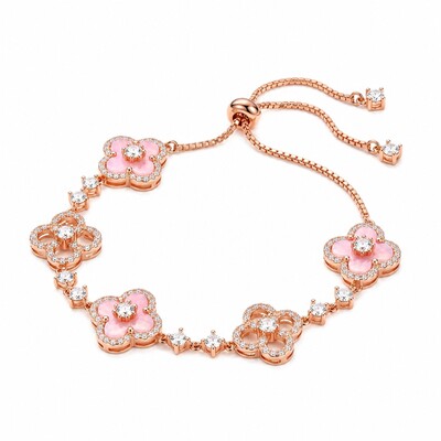 Adjustable Pink Clover Bracelet in 18K Rose Gold